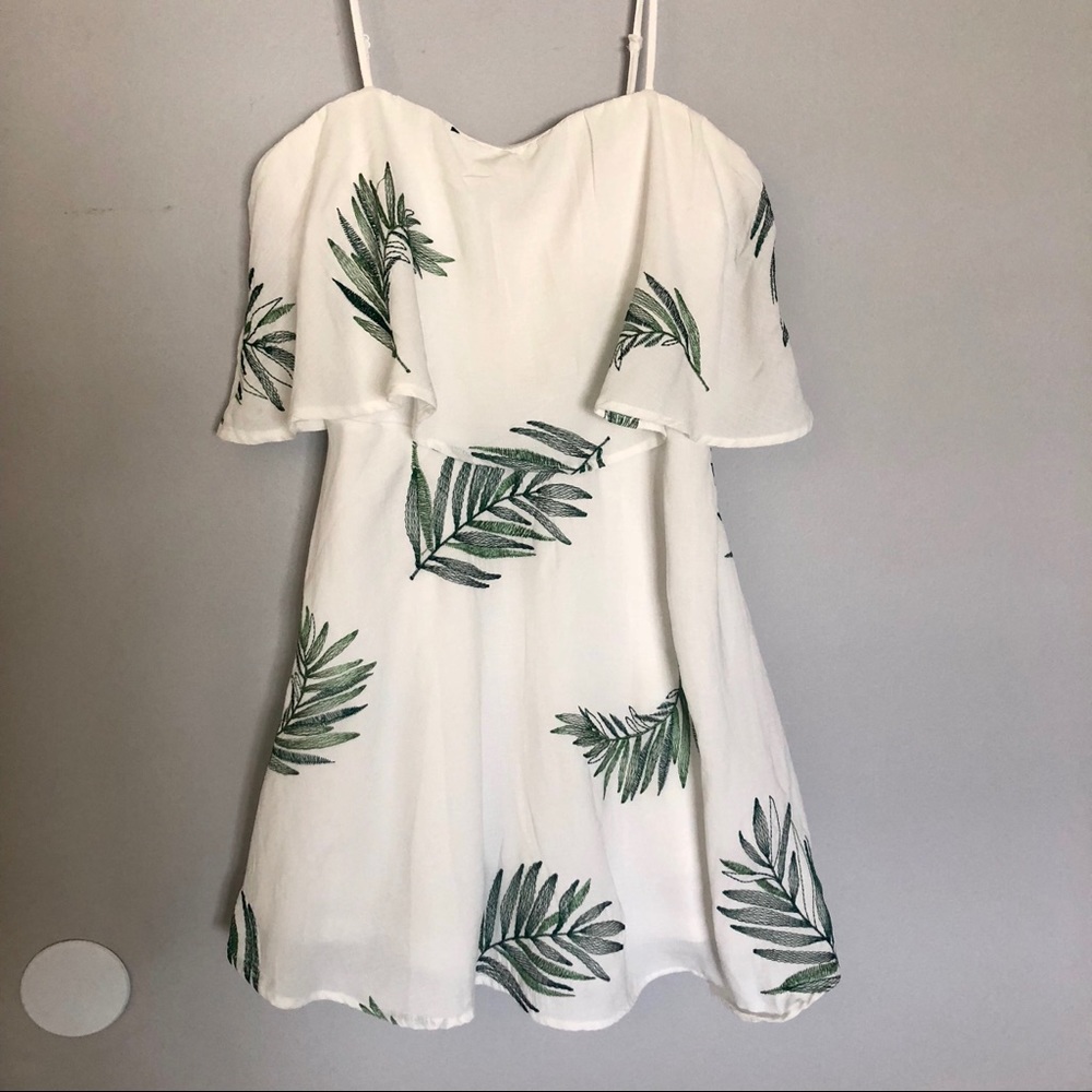 Embroidered Leaf Mini Dress